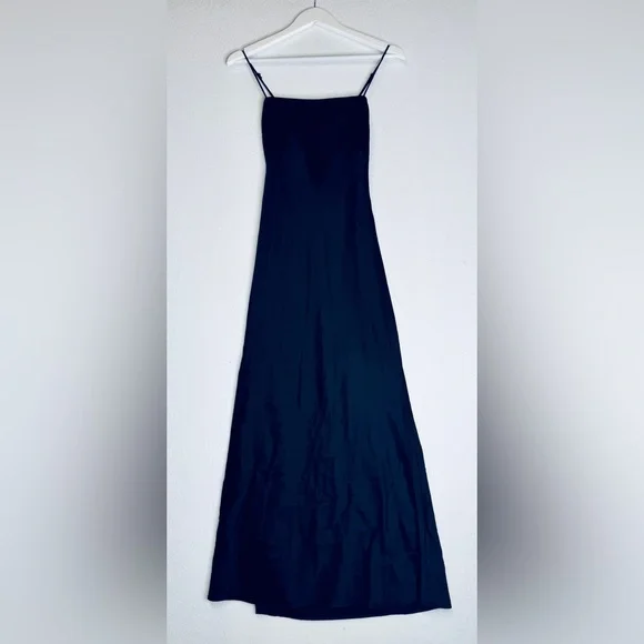 Abercrombie & Fitch Black Satin Cowl Back Slip Dress with Sexy Low Back, Size SP - Picture 5 of 12